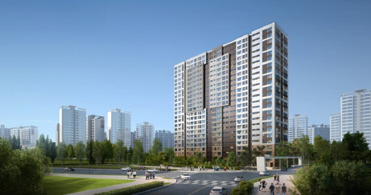 HDC현대산업개발이 21일 수주한 서울 광진구 광장동 상록타워아파트 리모델링 조감도.   <HDC현대산업개발 제공>